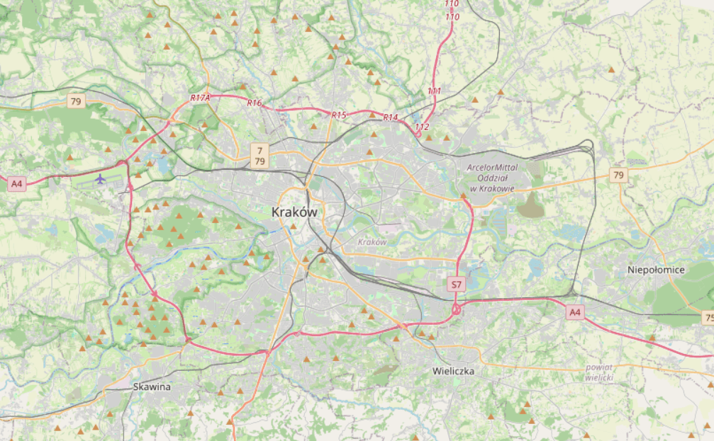 mapa krakowa
